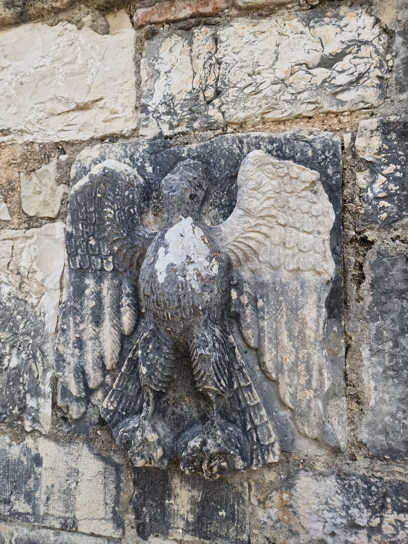 A double-headed eagle carved in stone