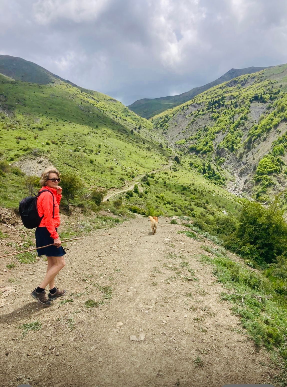 A hiker on the high ridge to Gramoz